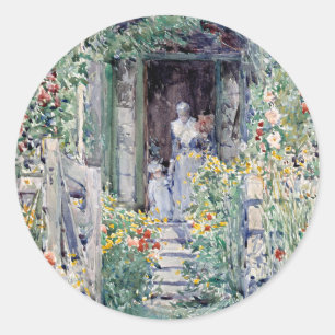 The Garden in Its Glory   Childe Hassam Classic Round Sticker