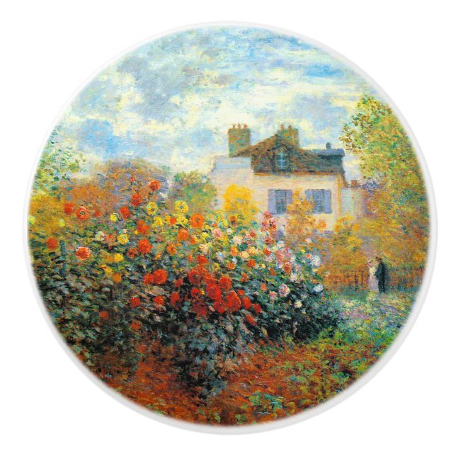 The Garden of Monet at Argenteuil Fine Art Ceramic Knob (Front)