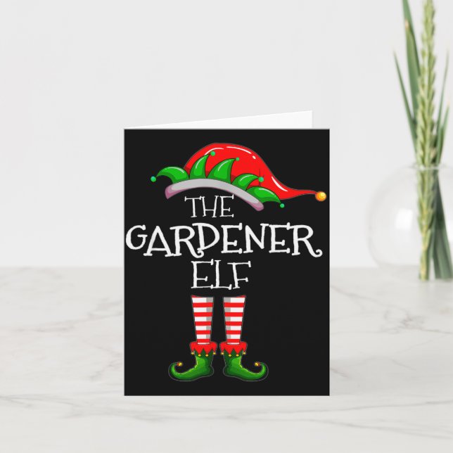 The Gardener Elf Matching Family Group Christmas P Card (Front)