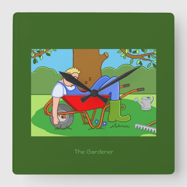 The Gardener Square Wall Clock (Front)