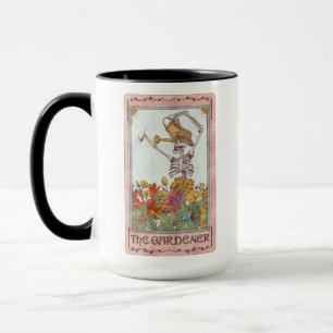 The Gardener Tarot Card Flowers Funny Skeleton Mug