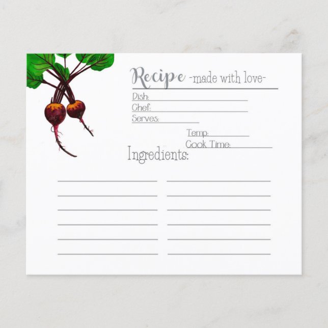 The Gardener's Beets Recipe Card (Front)