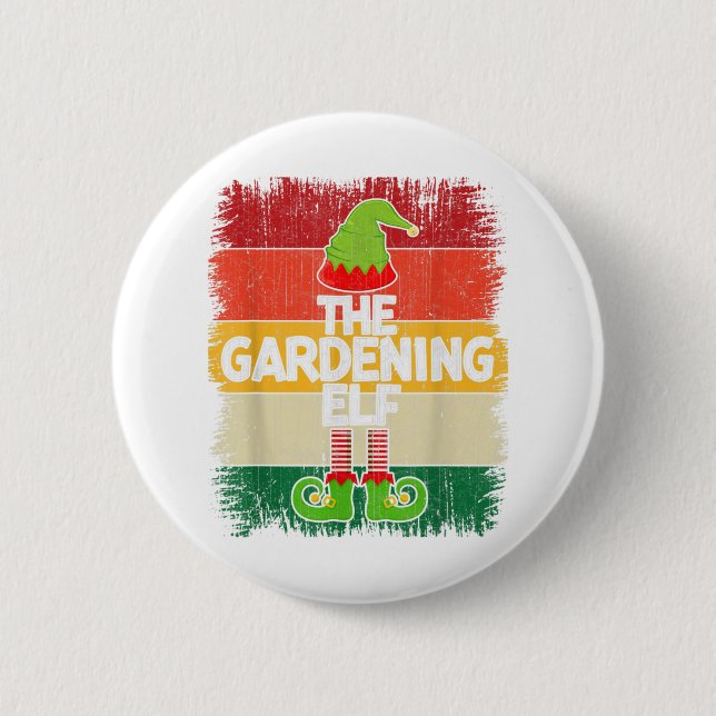 The Gardening ELF Matching Group Christmas Party P 6 Cm Round Badge (Front)