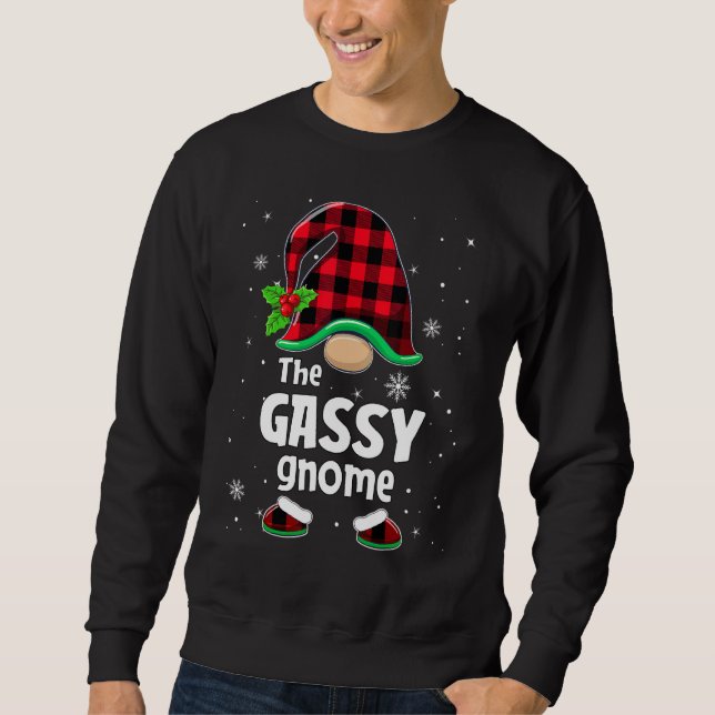 The Gassy Gnome Buffalo Plaid Christmas Matching F Sweatshirt (Front)