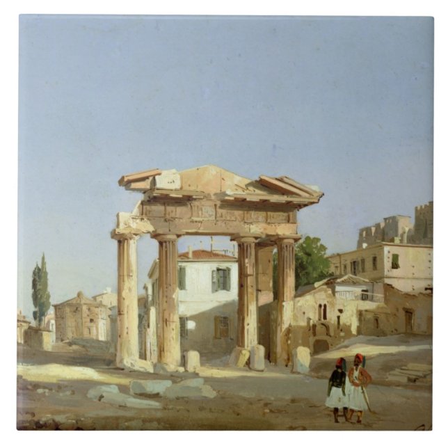 The Gate of Agora in Athens, 1843 Ceramic Tile (Front)