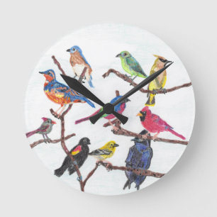The Gathering Colourful Songbirds Clock