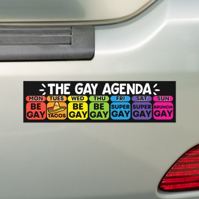 The Gay Agenda Funny LGBT Bumper Sticker (On Car)