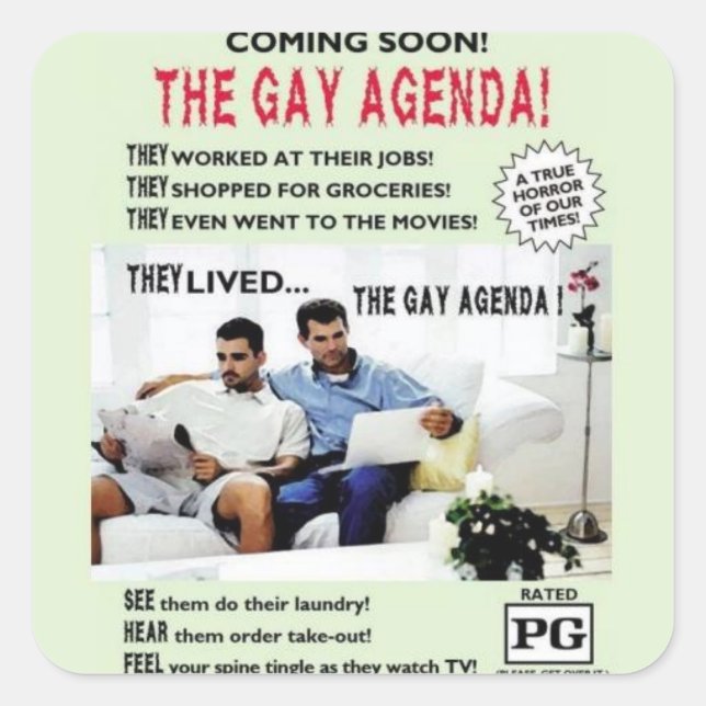 The Gay Agenda! Square Sticker (Front)