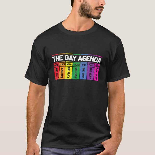 The Gay Agenda Tacos LGBT Flag Lesbian Trans Queer T-Shirt (Front)