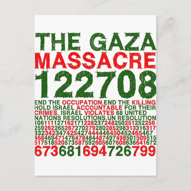 The Gaza Massacre Postcard (Front)