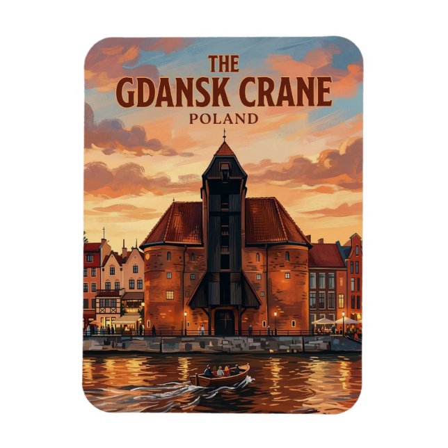 The Gdansk Crane Poland Magnet (Vertical)