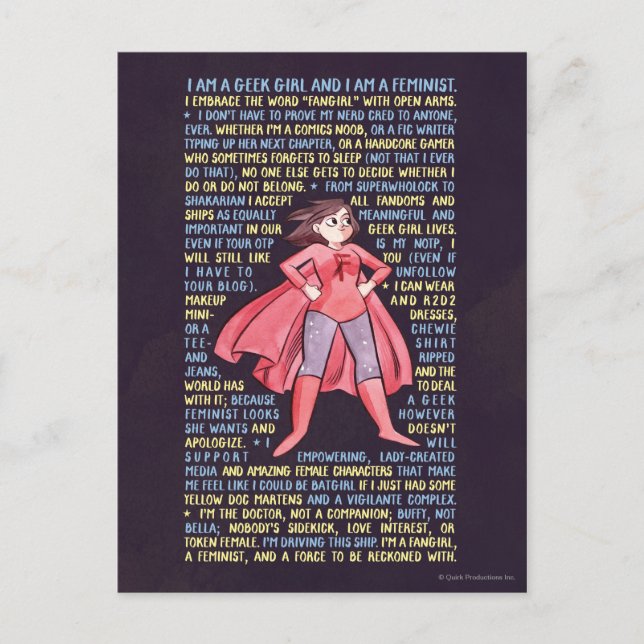 The Geek Girl’s Litany for Feminism Postcard (Front)