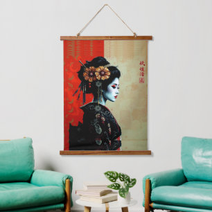 The Geisha Blossom – Timeless Japanese Elegance Hanging Tapestry