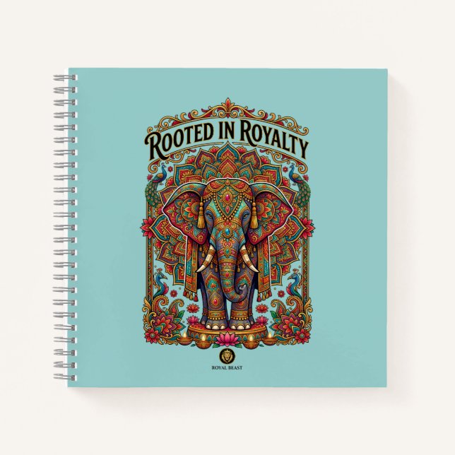 The Gentle Giant: Artistic Elephant Design Notebook (Front)