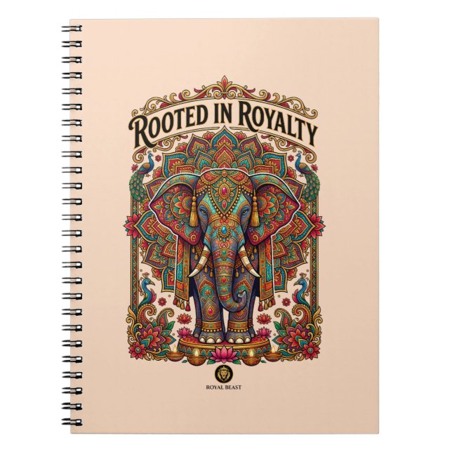 The Gentle Giant: Artistic Elephant Design Notebook (Front)