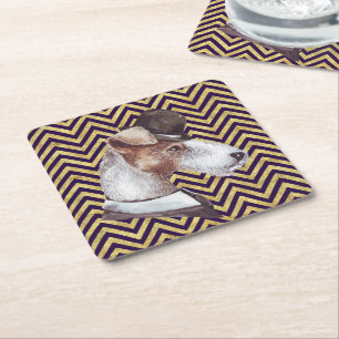 The Gentleman Airedale Square Paper Coaster
