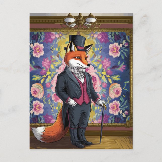 The Gentleman Fox Funny Postcard (Front)
