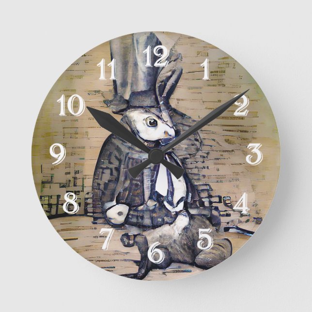 The Gentleman Rabbit  Round Clock (Front)