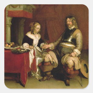 The Gentleman Soldier (oil on canvas) Square Sticker
