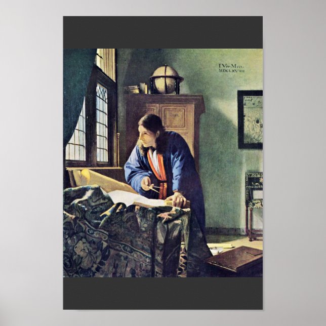 The Geographer.,  By Johannes Vermeer Poster (Front)