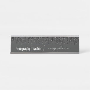 The Geography's Teacher, Chic Teacher Gift Desk Name Plate