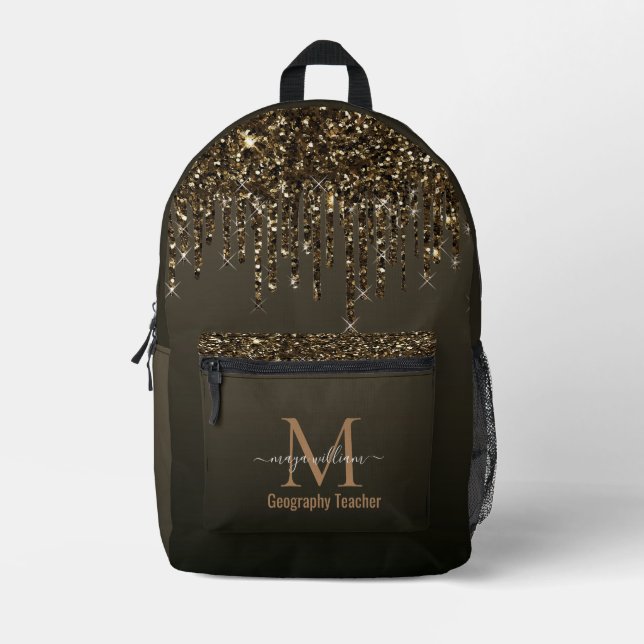 The Geography's Teacher, Chic Teacher Gift Printed Backpack (Front)