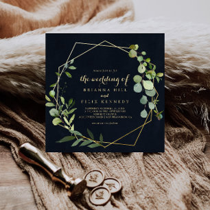 The Geometric Gold Blue Green Wedding Of Invitation