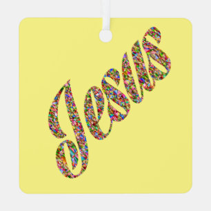 The Geometric Grace: Square Metal Ornament 