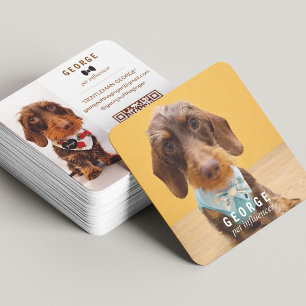 The George Modern Custom Double Photo QR Code Square Business Card