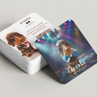 The George | Modern Custom Double Photo QR Code Square Business Card