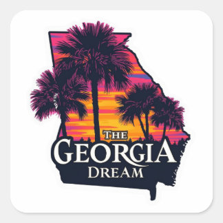 The Georgia Dream American Retro Summer Square Sticker