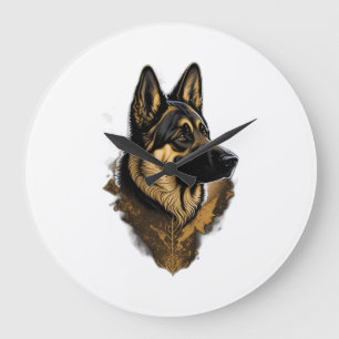 The German Shepherd 004 Large Clock