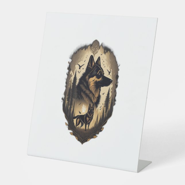 The German Shepherd 005  Pedestal Sign (Front)