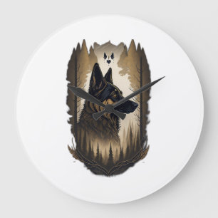 The German Shepherd 008 Large Clock