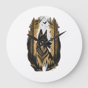 The German Shepherd 009 Large Clock