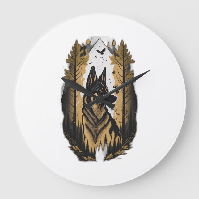 The German Shepherd 009  Large Clock (Front)