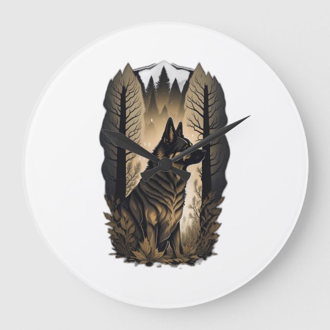 The German Shepherd 013  Large Clock (Front)