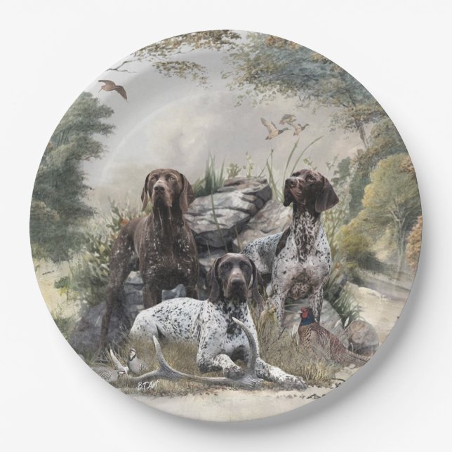 The German Shorthaired Pointer or Deutsch Kurzhaar Paper Plate (Front)
