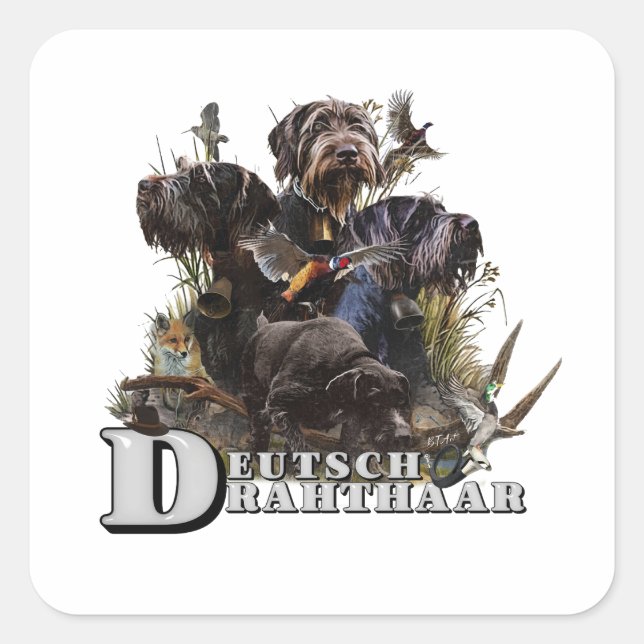 The German Wirehaired Pointer Square Sticker (Front)