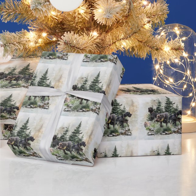 The German Wirehaired Pointers, Art Wrapping Paper (Holidays)