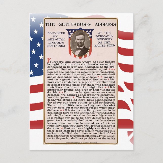 The Gettysburg Address Obama Inauguration Theme Postcard (Front)