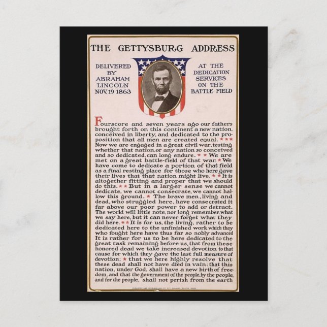 The Gettysburg Address Obama Inauguration Theme Postcard (Front)