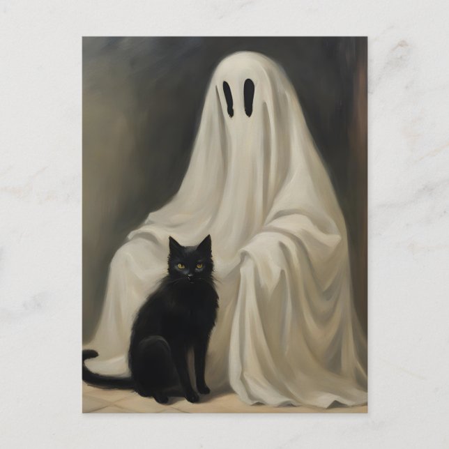 The Ghost and a Black Cat Postcard (Front)