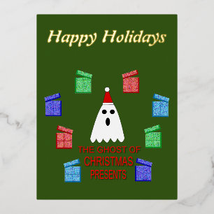 The Ghost of Christmas Presents Funny Festive Foil Holiday Postcard