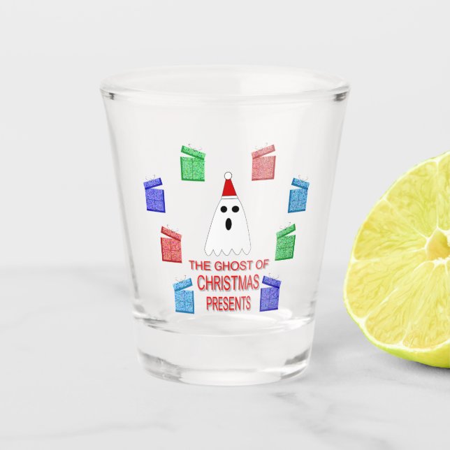 The Ghost of Christmas Presents Funny Shot Glass (Front)
