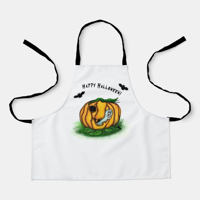 The Ghost of Halloween , Bat , Ghost and Spider Apron (Front)