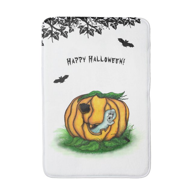 The Ghost of Halloween , Bat , Ghost and Spider Bath Mat (Front Vertical)