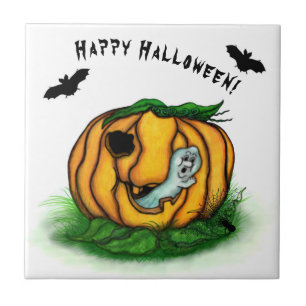 The Ghost of Halloween , Bat , Ghost and Spider Ceramic Tile