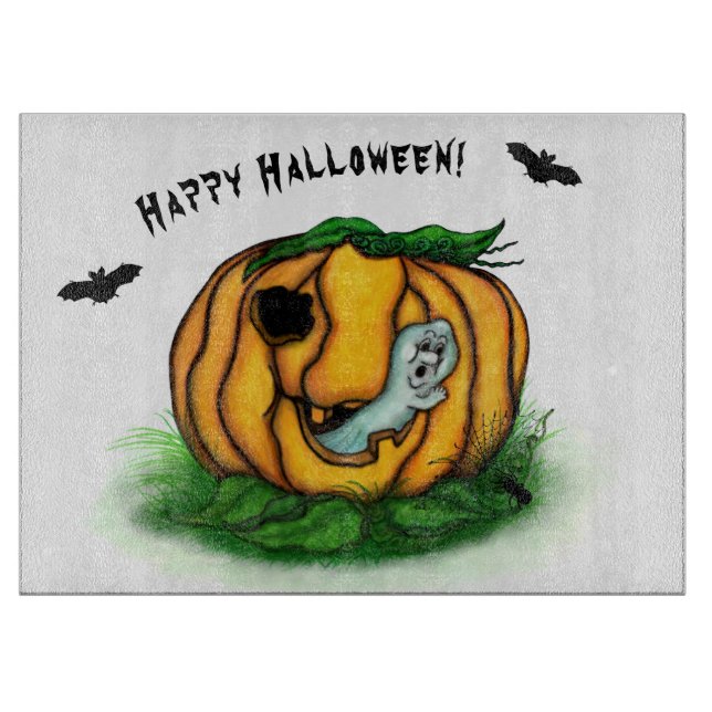 The Ghost of Halloween , Bat , Ghost and Spider Cutting Board (Front)