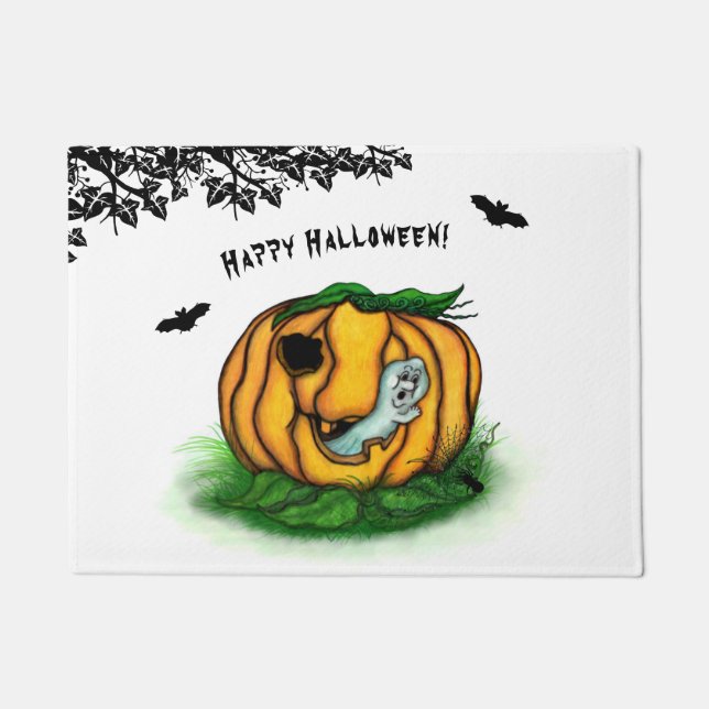 The Ghost of Halloween , Bat , Ghost and Spider Doormat (Front)